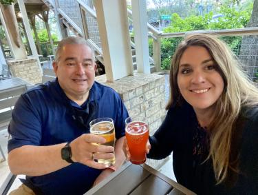 Father and daughter having a beer at Big Beach Brewing Company