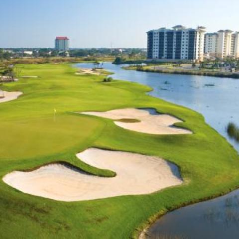 Aerial view of Kiva Dunes golf course in Fort Morgan